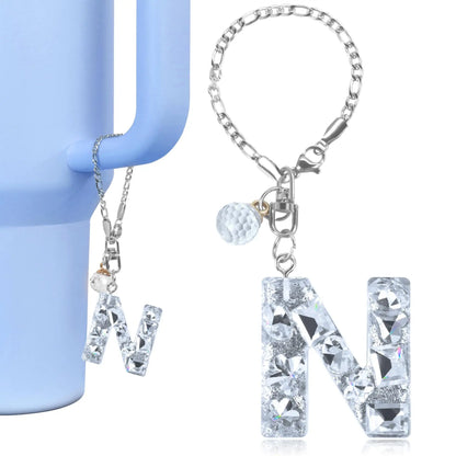 1 PCS Letter Charm Accessories for Stanley Cup Purple Cute Initial Keychain Handle Charm for Stanley Tumbler Girls Water Bottle