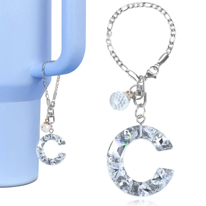 1 PCS Letter Charm Accessories for Stanley Cup Purple Cute Initial Keychain Handle Charm for Stanley Tumbler Girls Water Bottle