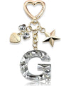 Cute Bling Keychain initial Letter Butterfly Star Pink Purple Gift for Women Girls Bag Cup Charms Accessories