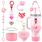 9pcs Accessories Set for Stanley Cup Water Bottle Handle Strap Boot Bow Straw Cover Pearl Charms Straw Topper 40oz 30oz Tumbler