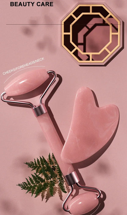 Resin double head roller massager heart-shaped face and eye massage scraping Combination set massage roller