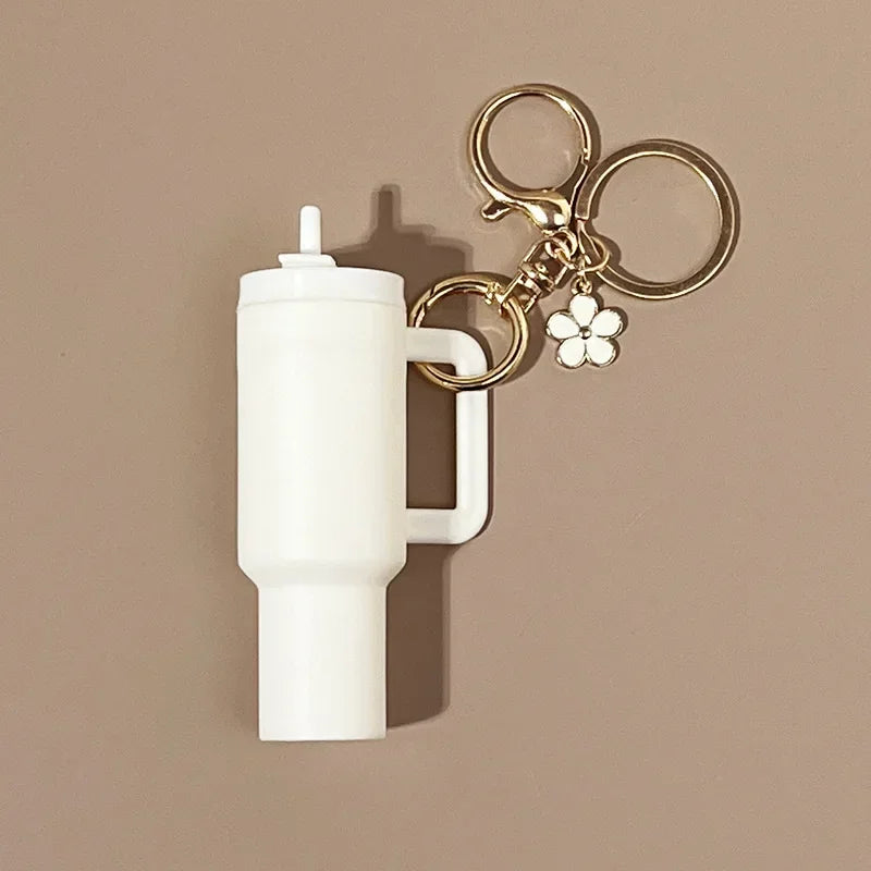 Mini Cup Keychain for Stanley Water Bottle Accessories Lip Balm Cute Tumbler Cup Handle Decoration