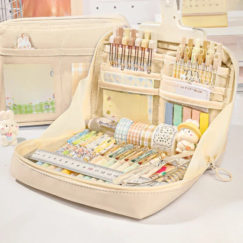12 Layer Girls Pencil Big Pouch Large Capacity Pencil Pouch School Stationery Aesthetic Stationery Case Student Supplies