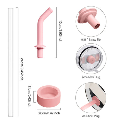 Leak Proof Set For Stanley Quencher 2.0 1.0 Accessories,2 in1Silicone Anti-Spill Straws,9.4"Extension Straw,Spill Proof Stopper