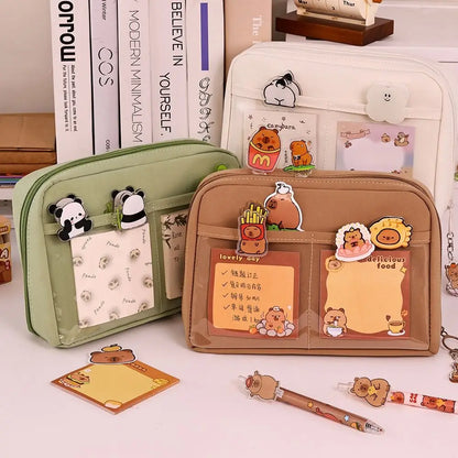12-Layer Large Capacity Pen Bag 90 Degree Large Opening Student Multifunctional Pencil Case Zipper Stationery Organizer School