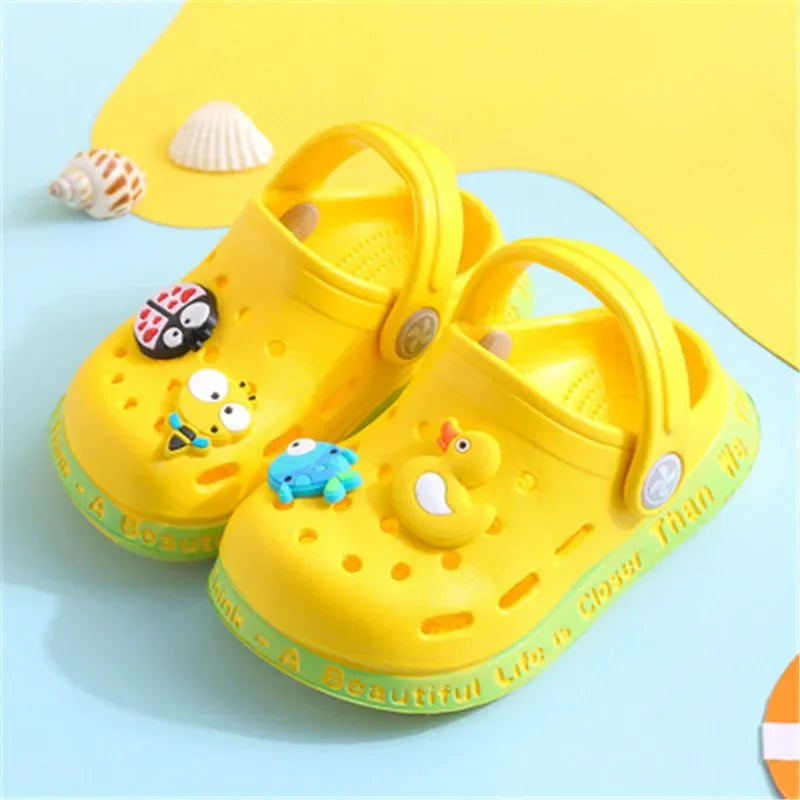 Summer sandals kids Mules Baby Boys Girls Cartoon baby Sandals Flat Heels Solid Cartoon Slippers Children's Garden Shoes