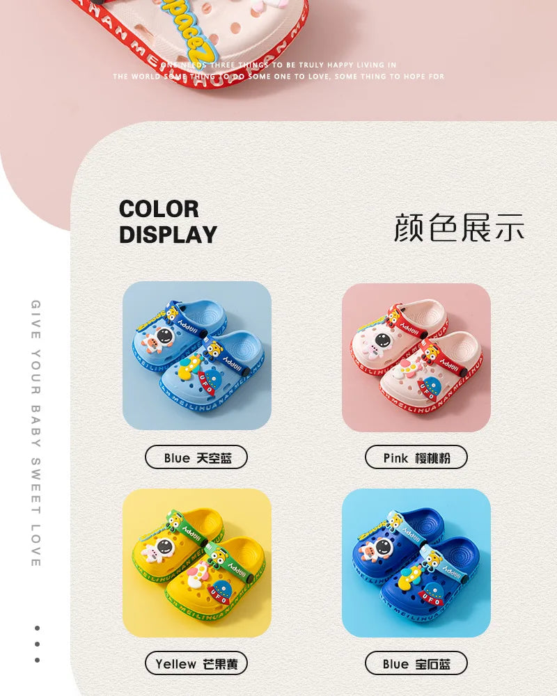 EVA ultra light boys and girls baby and toddler anti slip hole shoes children's sandals astronaut UFO sandals slippers