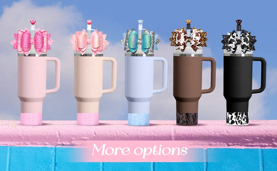 For Stanley 40 30 oz cup Boot Straw Hat - cute bow straw hat and diamond hat with bottom protector, non-tipping accessories