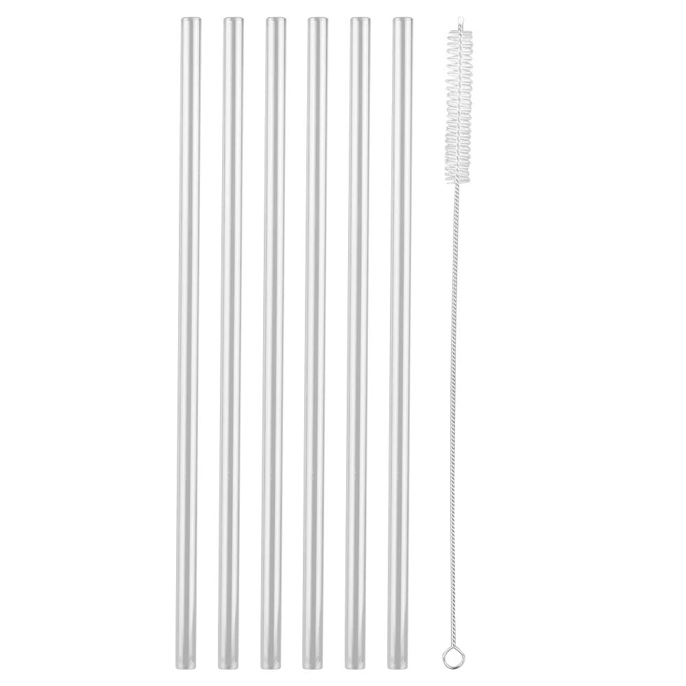 6Pcs Long Straws with Cleaning Brush Drinking Straws Transparent Straw for Stanley 20/30/40oz Accessories