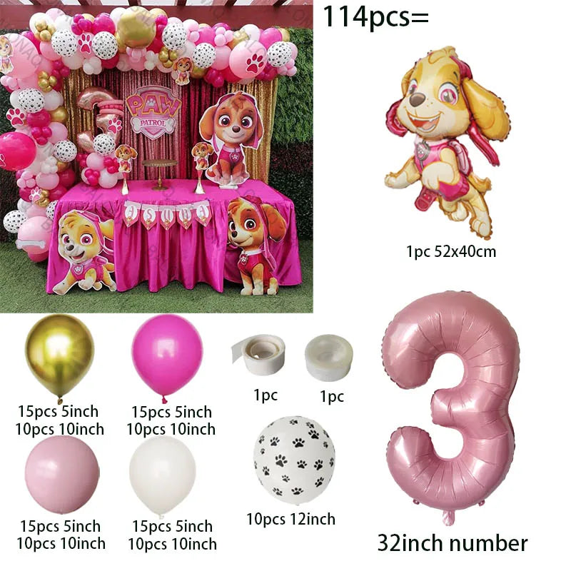 Pink Paw Patrol Dog Chase Skye Marshall Animal Shaped Aluminum Balloon Boys and Girls Birthday Party Decorations Children's Toys