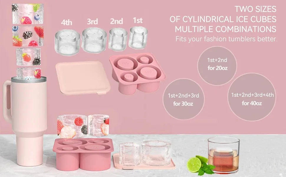 Stanley Accessories Summer Ice Mould Cube Trays Ice Making Beverage Cup Maker Circle Ice Shape Silicone Molds For Stanley Cup