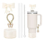 6pcs Accessories Set for Stanley Cup 30oz/40oz Including Glitter Silicone Boot Diamond Butterfly Charm Chain Bow Silicone Straw