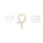 3pcs Accessories Set for Stanley Tumbler with Handle 1cm Straw Topper Cover Diamond Butterfly Charm Glitter Silicone Boot-White