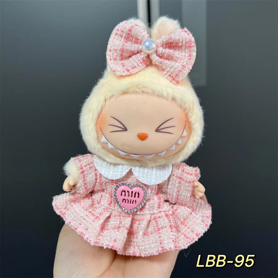 Labubu Bjd  Vinyl Labubu 17cm Doll Cute Replacement Leisure Suit Skirt Plush Toys Clothing Match Delicate Fashion High Quality