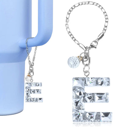 1 PCS Letter Charm Accessories for Stanley Cup Purple Cute Initial Keychain Handle Charm for Stanley Tumbler Girls Water Bottle