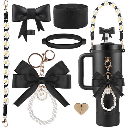 6pcs Water Bottle Accessories Set for Stanley 40oz Tumbler Cup,Including  Handle Strap, Siliocne Boot, Bow Straw Cover