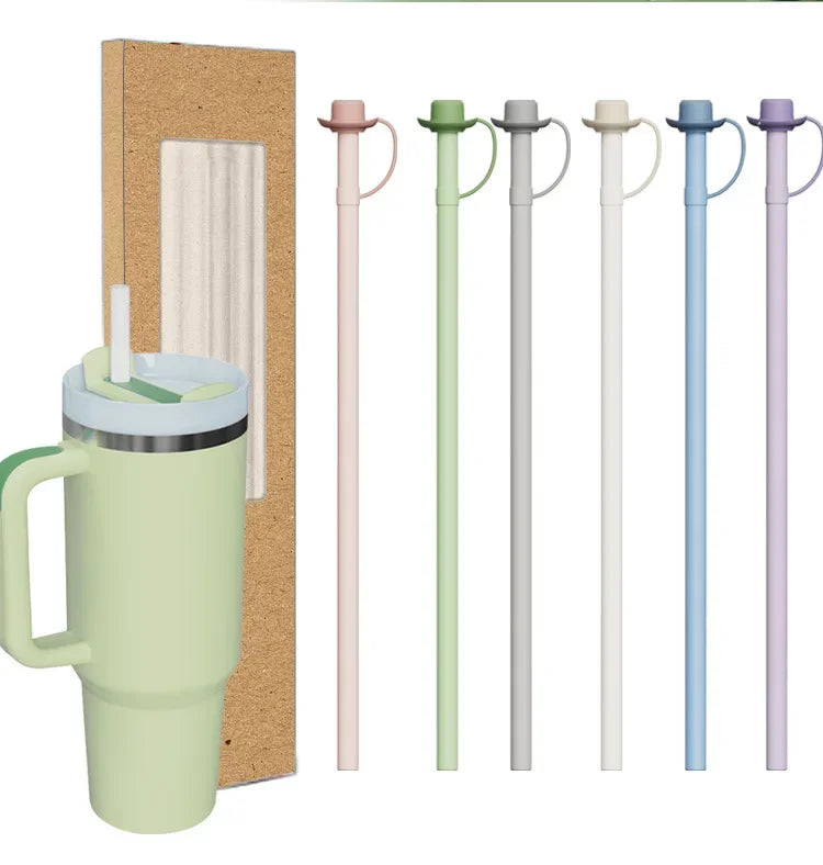 Replacement Long Silicone Straw with Straw Cover Compatible with Stanley 40/30 Oz Cup Tumbler for Stanley Accessorie Drink items