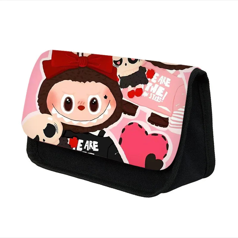Labubu Pencil Cases Kawaii Large Capacity Pencil Storage Bag Student Stationery Organizer Pouch School Office Supplies Kids Gift