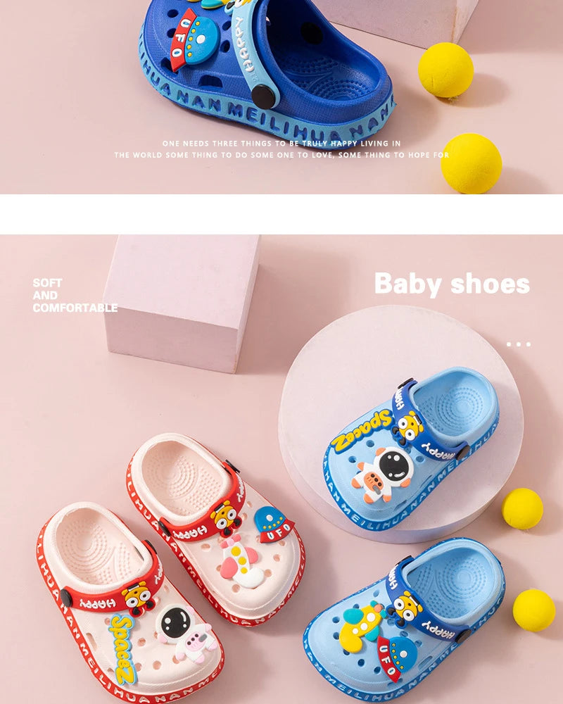 EVA ultra light boys and girls baby and toddler anti slip hole shoes children's sandals astronaut UFO sandals slippers