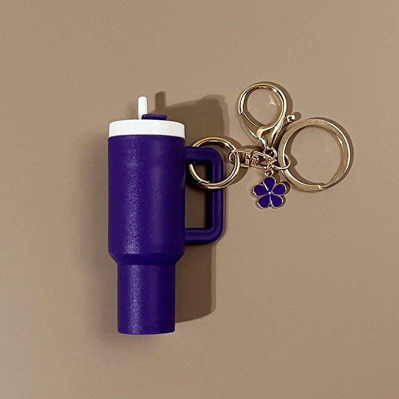 Mini Cup Keychain for Stanley Water Bottle Accessories Lip Balm Cute Tumbler Cup Handle Decoration