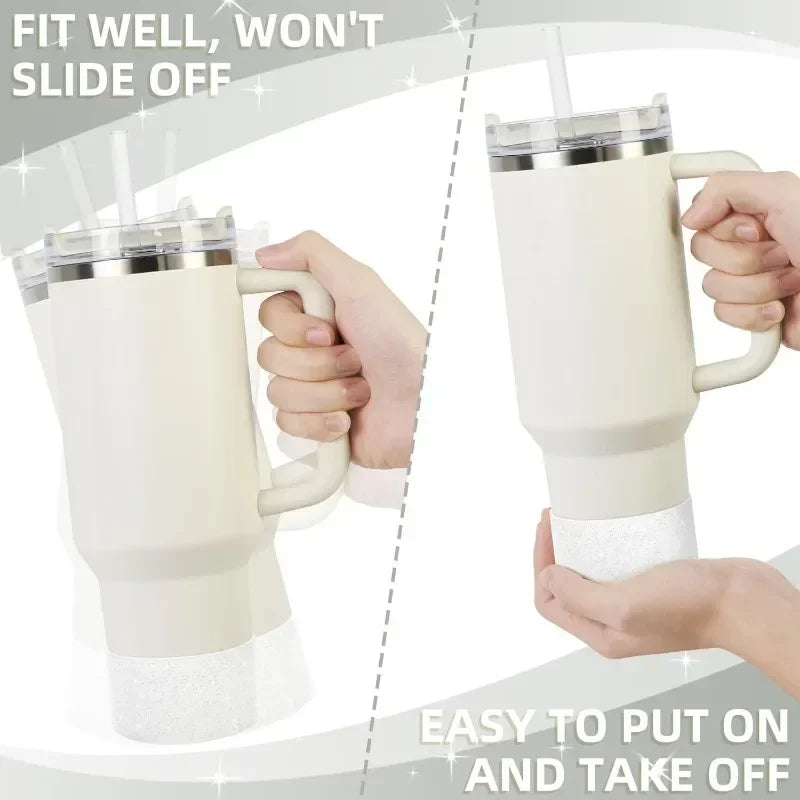 Silicone Glitter Bottle Bottom Sleeve Cup Accessories Anti-Slip Water Bottle Pad Heat Insulation Sports Cup Cover for Tumbler