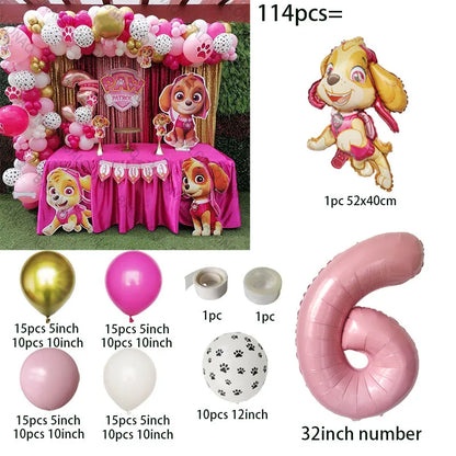 Pink Paw Patrol Dog Chase Skye Marshall Animal Shaped Aluminum Balloon Boys and Girls Birthday Party Decorations Children's Toys