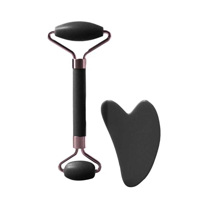 Resin double head roller massager heart-shaped face and eye massage scraping Combination set massage roller