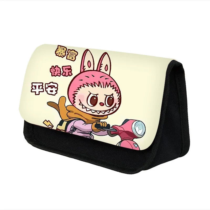 Labubu Pencil Cases Kawaii Large Capacity Pencil Storage Bag Student Stationery Organizer Pouch School Office Supplies Kids Gift