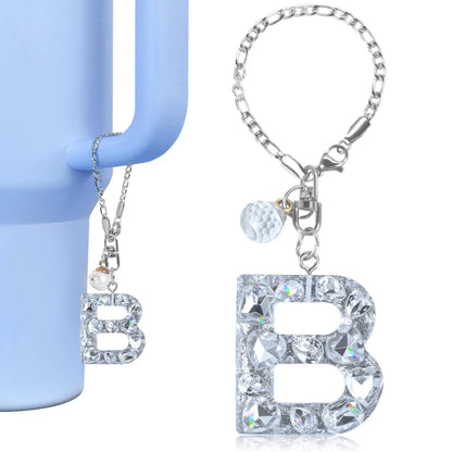 1 PCS Letter Charm Accessories for Stanley Cup Purple Cute Initial Keychain Handle Charm for Stanley Tumbler Girls Water Bottle