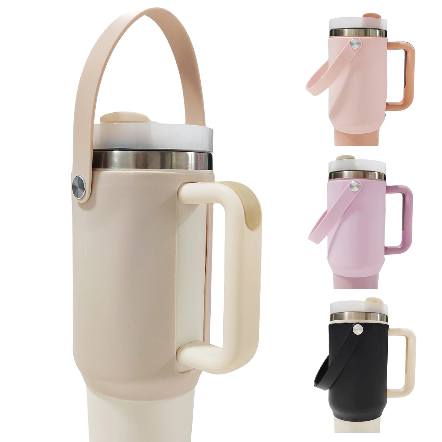 Stanley Cup Accessories，Silicone Water Bottle Holder Sleeve for Stanley 40 OZ Tumbler with Handle