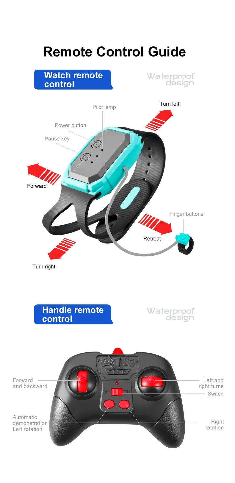 New Amphitheatre RC Car Cool Light Music 4WD 2.4G Gesture Sensing 360° Water Stunt Double Drift Stunt Car Children's Toys Gifts