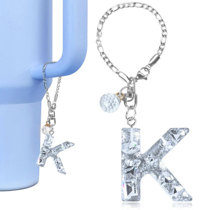 1 PCS Letter Charm Accessories for Stanley Cup Purple Cute Initial Keychain Handle Charm for Stanley Tumbler Girls Water Bottle