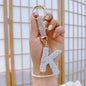 1pc Sparkling Rhinestone Alphabet Keychain, Alloy Round Letter Charm with Ring Buckle, Decorative Crystal Pendant Accessory