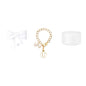 3pcs Accessories Set for Stanley Tumbler with Handle 1cm Straw Topper Cover Diamond Butterfly Charm Glitter Silicone Boot-White