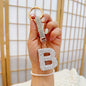 1pc Sparkling Rhinestone Alphabet Keychain, Alloy Round Letter Charm with Ring Buckle, Decorative Crystal Pendant Accessory