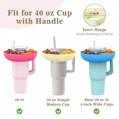 Snack Bowl for Stanley Cup Reusable Tray Food Divider with Handle Snack Platter Food Tray Rack Water Bottle and Cup Accessories