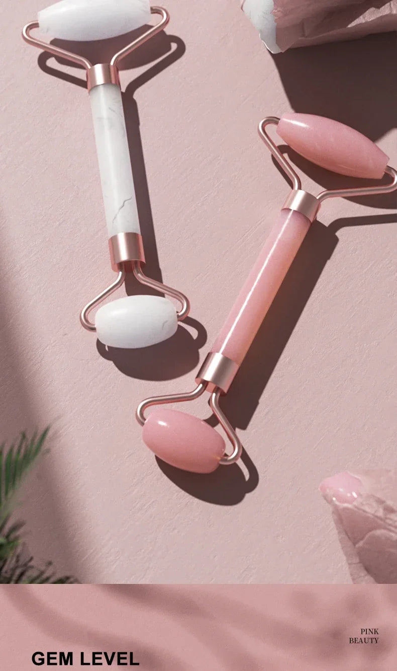 Resin double head roller massager heart-shaped face and eye massage scraping Combination set massage roller