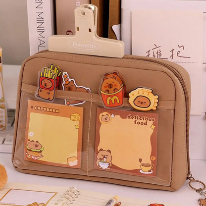12-Layer Large Capacity Pen Bag 90 Degree Large Opening Student Multifunctional Pencil Case Zipper Stationery Organizer School