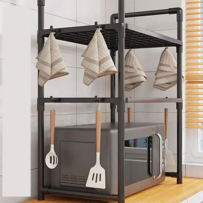 2/3-Layer Kitchen Storage Rack Simple Microwave Shelf Space-saving Countertop Tableware Tidying Organizer Kitchen Accessories