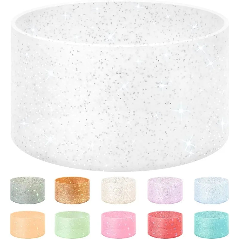 Silicone Glitter Bottle Bottom Sleeve Cup Accessories Anti-Slip Water Bottle Pad Heat Insulation Sports Cup Cover for Tumbler