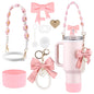 9pcs Accessories Set for Stanley Cup Water Bottle Handle Strap Boot Bow Straw Cover Pearl Charms Straw Topper 40oz 30oz Tumbler