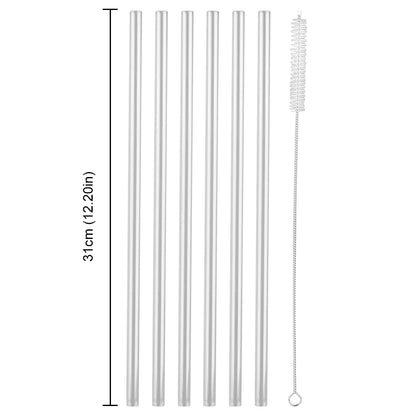 6Pcs Long Straws with Cleaning Brush Drinking Straws Transparent Straw for Stanley 20/30/40oz Accessories