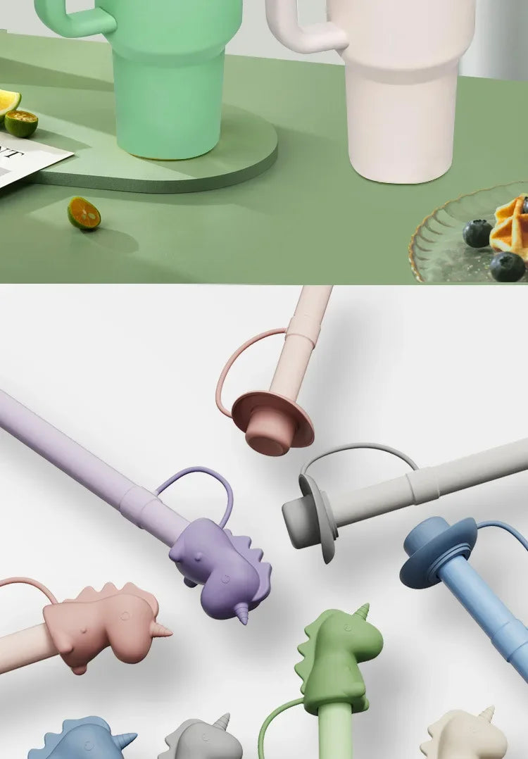 Replacement Long Silicone Straw with Straw Cover Compatible with Stanley 40/30 Oz Cup Tumbler for Stanley Accessorie Drink items