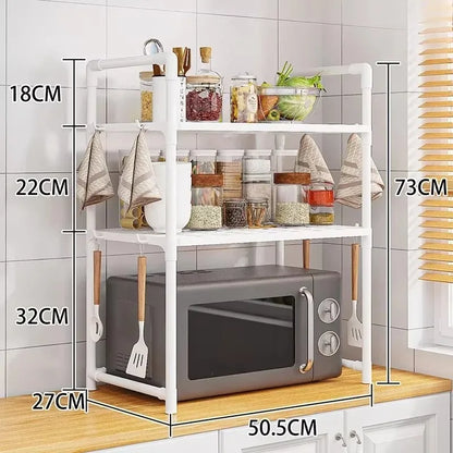 2/3-Layer Kitchen Storage Rack Simple Microwave Shelf Space-saving Countertop Tableware Tidying Organizer Kitchen Accessories