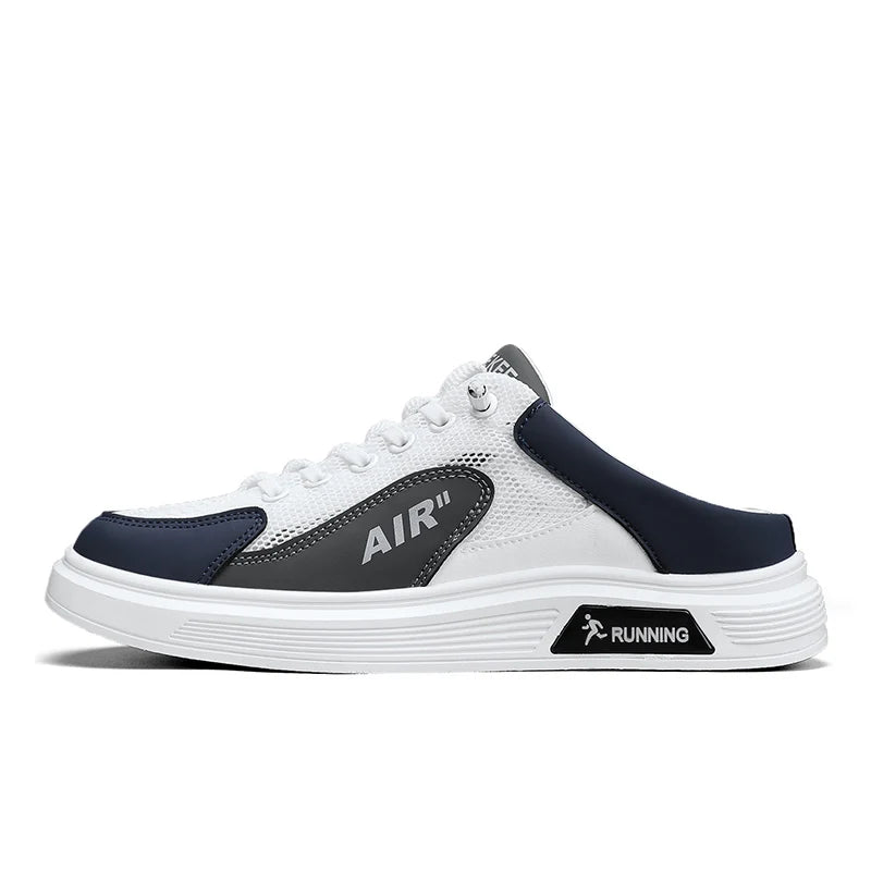 Half Slippers Men Low-top Canvas Shoes Casual Breathable Sneakers Korean Style Autumn Lace Up Casual Non-slip Trainers