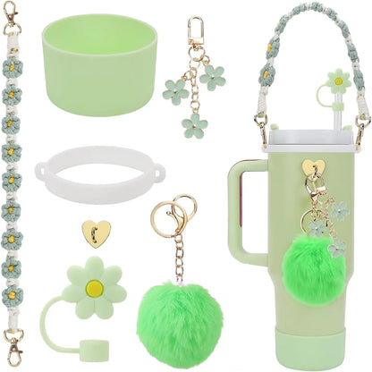 Stanley Cup Accessories Set- Water Bottle Handle Strap, Siliocne Stanley Cup Boot, Stanley Charms for Stanley Cup 40oz Tumbler