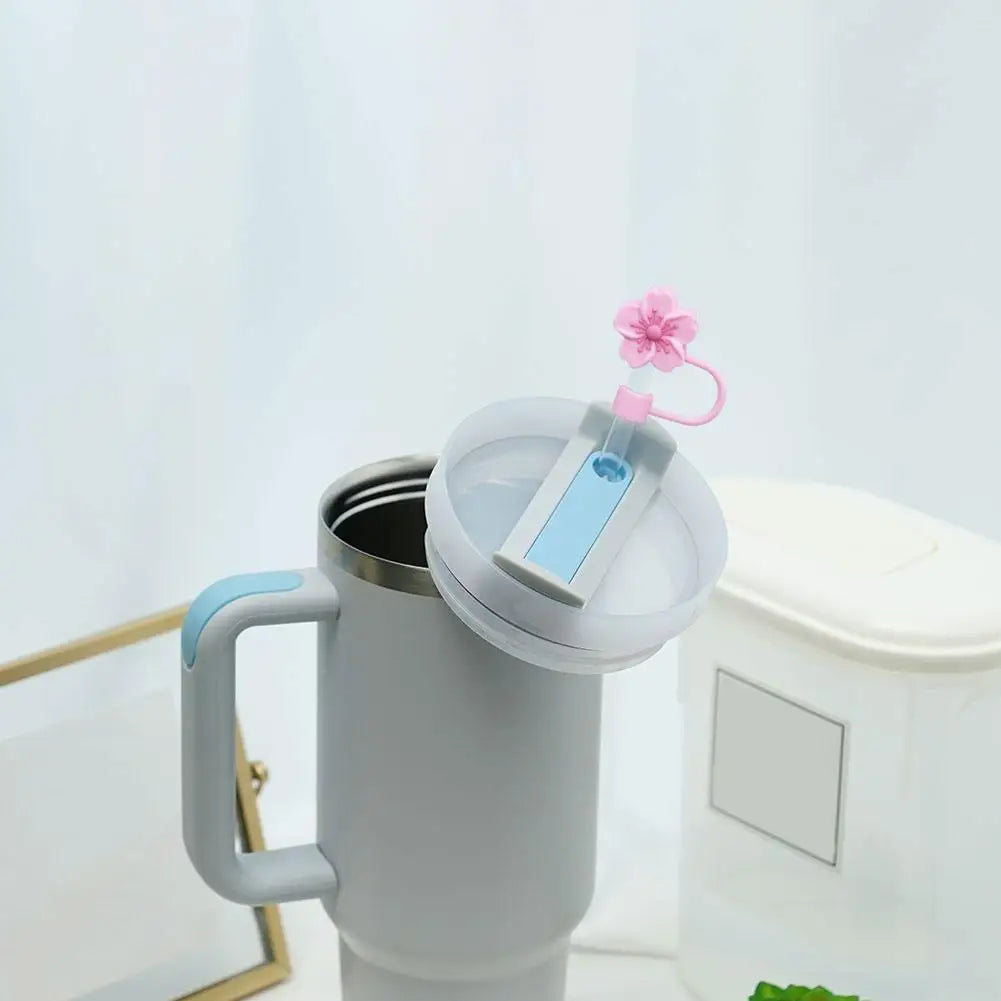 Flower Silicone Straw Covers For Stanley Cup Cute Silicone Flower Shape Drinking Dust Cap Straw Tips Cover Cup Accessories