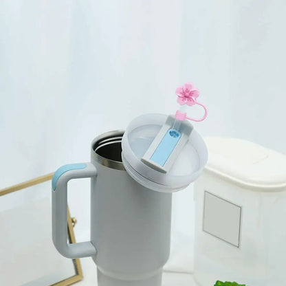 Flower Silicone Straw Covers For Stanley Cup Cute Silicone Flower Shape Drinking Dust Cap Straw Tips Cover Cup Accessories