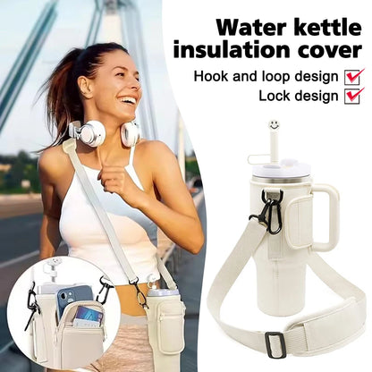 Water Bottle Carrier Bag with Phone Pocket for Stanley Cup 40 oz, Water Bottle Holder Adjustable Strap Stanley Cup Accessories