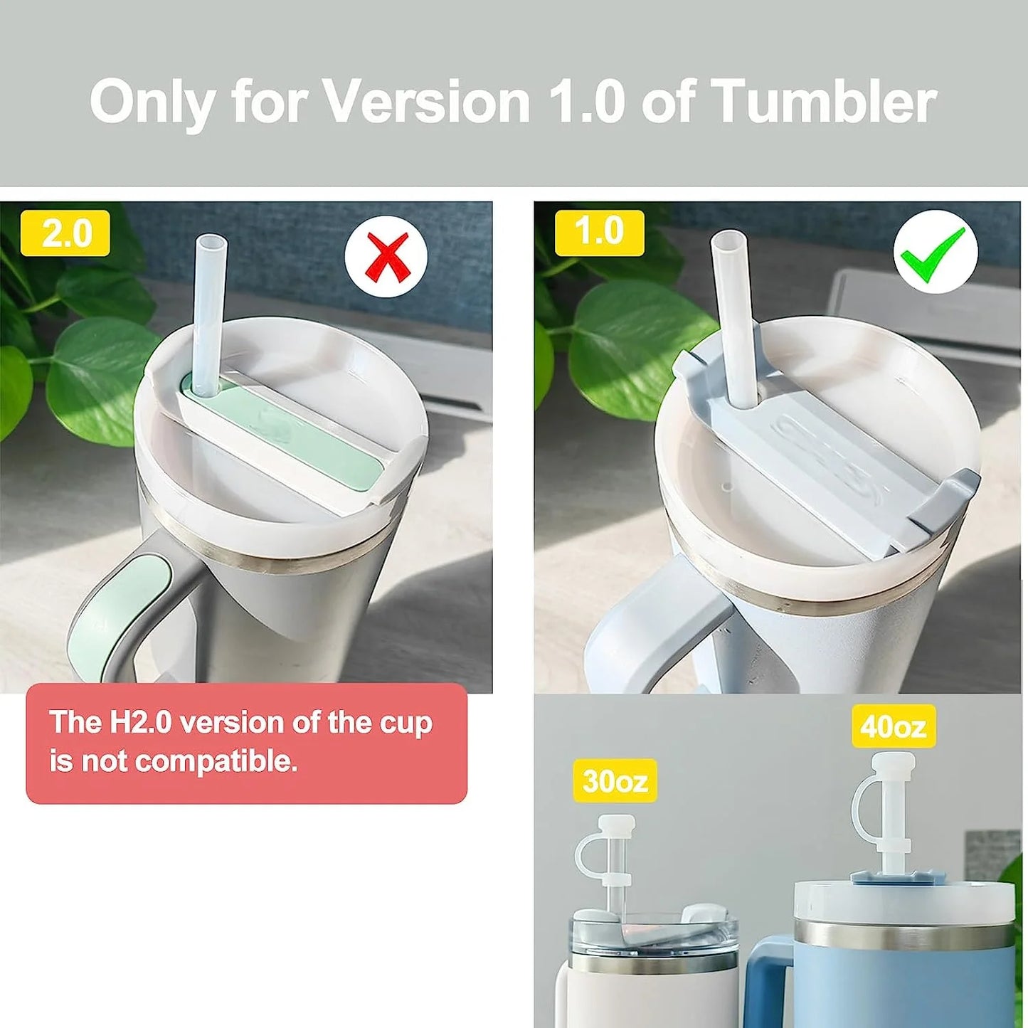 Silicone Spill Proof Stopper 6PC for Stanley 40 oz Tumbler with Handle or 30 oz Reusable Stanley Spill Stopper